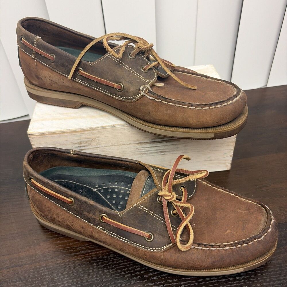 Highland Creek Men’s Sz 9 shoes Two Toned Brown Leather Boat Dock cabin gorpcore